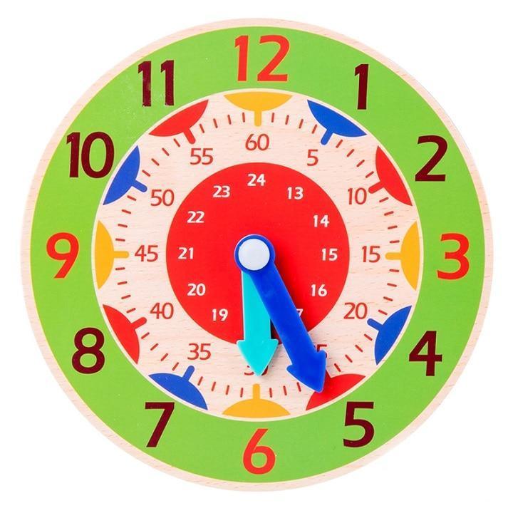 Children Montessori Wooden Clock Toys Hour Minute Second Cognition Colorful Clocks Toys for Kids Early Preschool Teaching Aids - BIG FRENCHIES