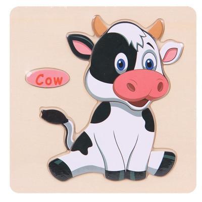 Baby Toys Wooden 3D Puzzle Cartoon Animal Intelligence Kids Educational Brain Teaser Children Tangram Shapes Learning - BIG FRENCHIES