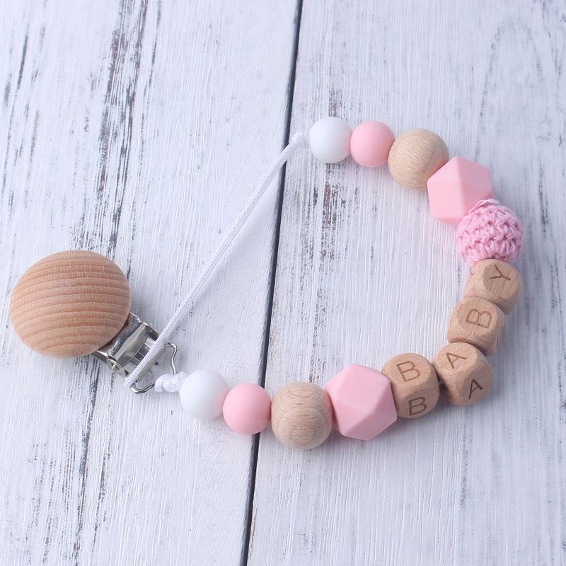 Baby Boy Wood Chew Pacifier Clips Dummy Chain Holder Cute Soother Chains Baby Girl Teething Toy - BIG FRENCHIES