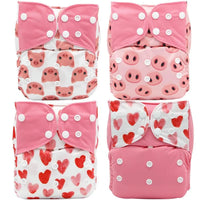 4PCS Set Diaper Cover Washable Diaper Eco-friendly Ecological Adjustable Baby Nappy Reusable Cloth Diapers In Printed Design For Baby and Kids - BIG FRENCHIES