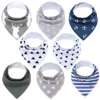 8PCS/SET Comfortable Colorful 100% Organic Cotton Adjustable Snaps Bandana Saliva Bibs For Baby Boys & Girls Kids - BIG FRENCHIES