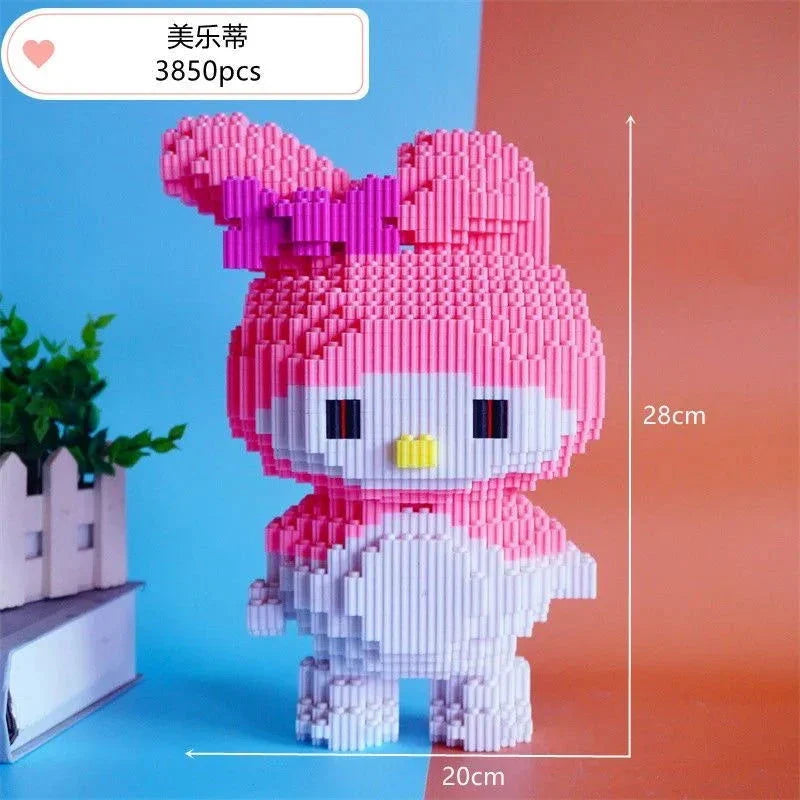 Hello Kitty My Melody Sanrio Anime Cartoon Kawaii Cute Building Blocks Assembling Toys Puzzles