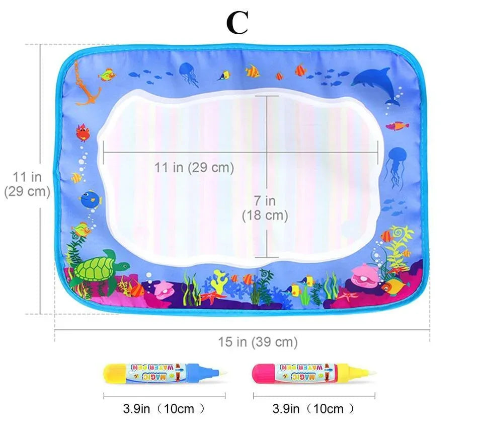 Magic Water Painting Drawing Mat & 2 Pens Doodle Board Coloring Books for Kids Children Educational Toys - BIG FRENCHIES