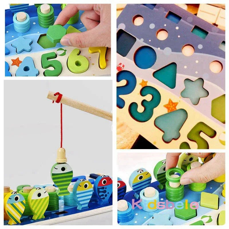 Montessori Math Toys for Toddlers – Wooden Counting & Fishing Game - BIG FRENCHIES