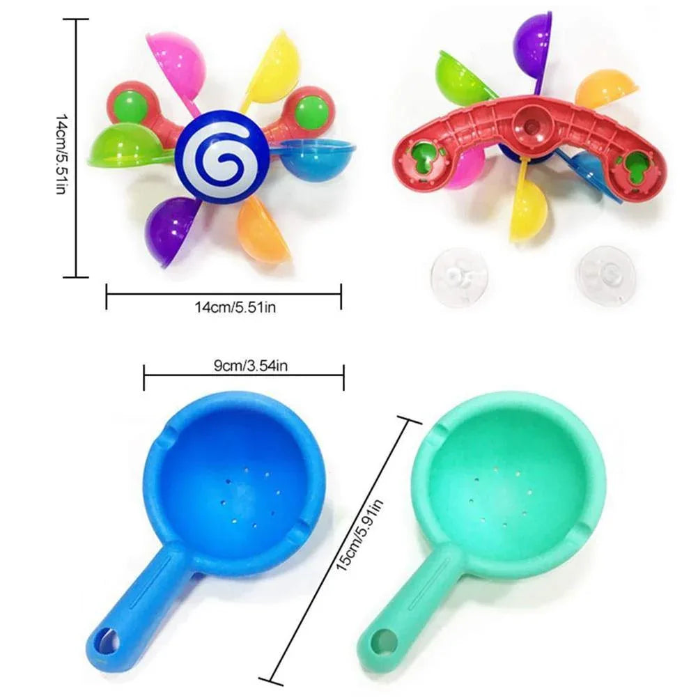 Baby Bath Toys Kids Bathroom Bathtub Bathing Toy Scoop Water Windmill Waterwheel Kids fun - BIG FRENCHIES