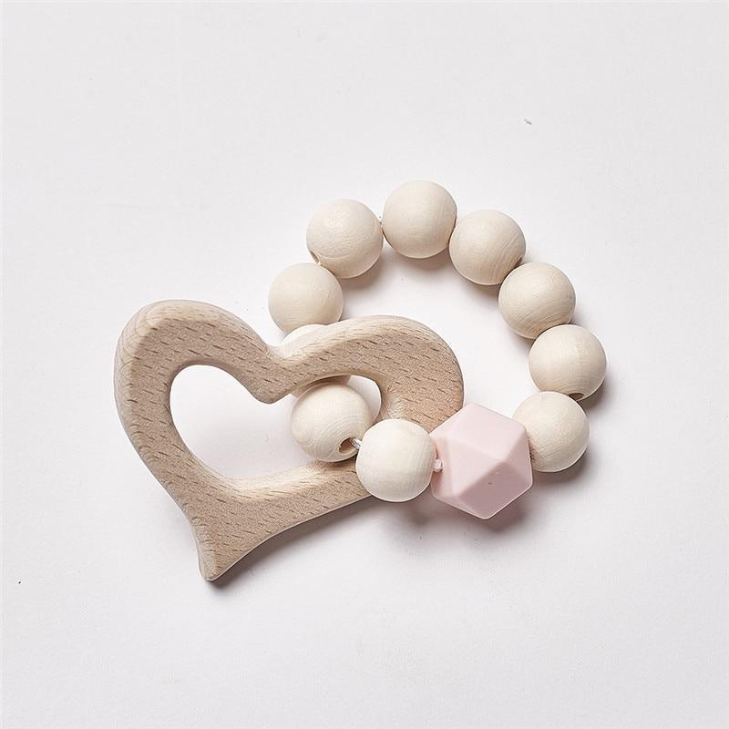 Modern Baby Silicone Wooden Nursing Bracelets Wood Teether Silicone Beads Teething Wood Rattles Toys for Baby - BIG FRENCHIES