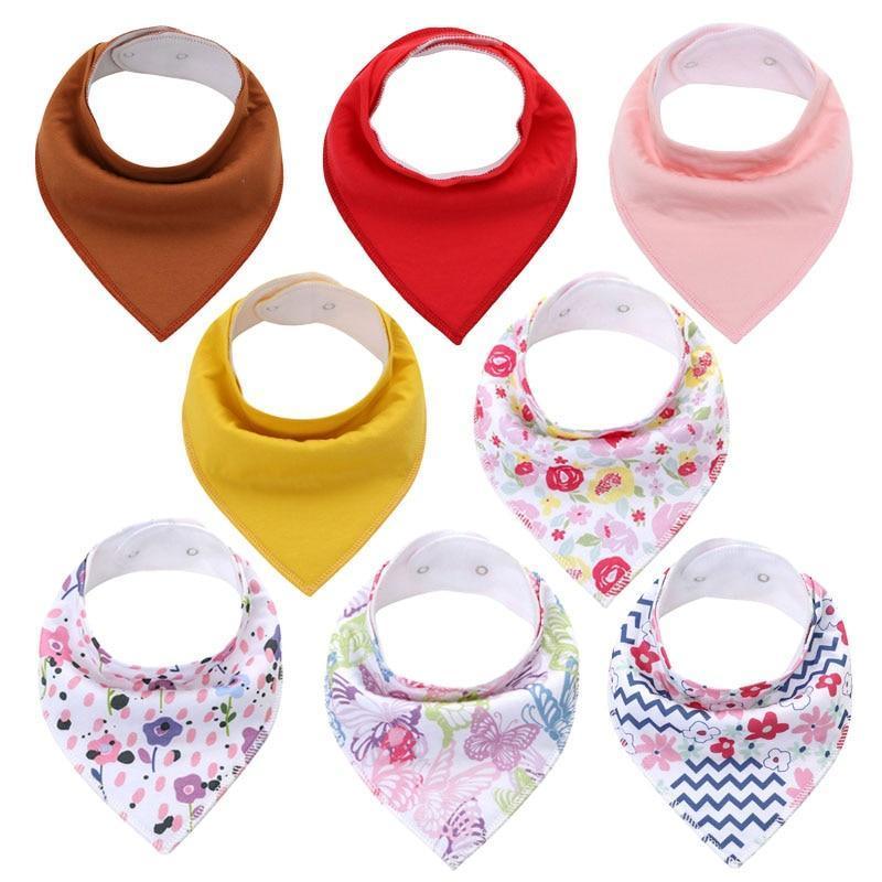 8PCS/SET Comfortable Colorful 100% Organic Cotton Adjustable Snaps Bandana Saliva Bibs For Baby Boys & Girls Kids - BIG FRENCHIES