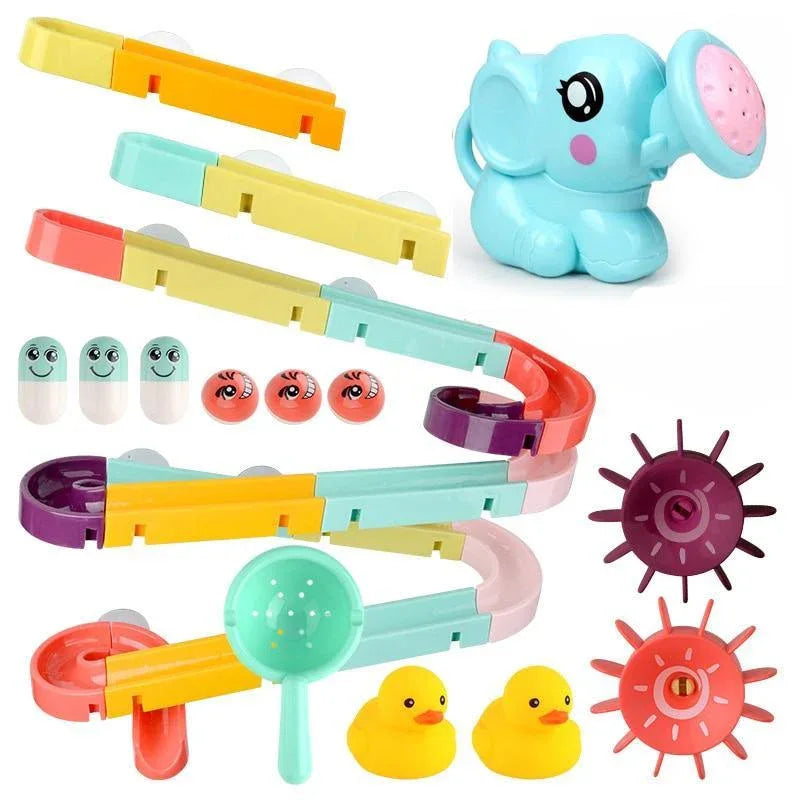 Baby Bath Toys Wall Suction Cup Marble Race Run Track Bathroom Bathtub Kids Play Water Games Toy Set for Children - BIG FRENCHIES