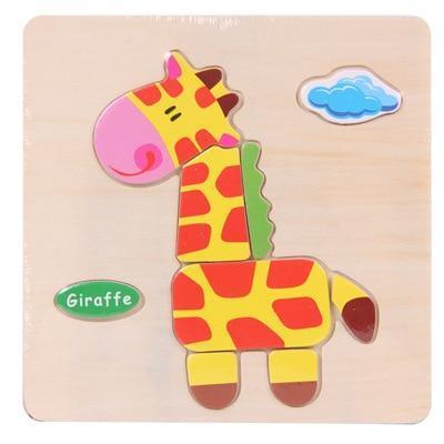 Baby Toys Wooden 3D Puzzle Cartoon Animal Intelligence Kids Educational Brain Teaser Children Tangram Shapes Learning - BIG FRENCHIES