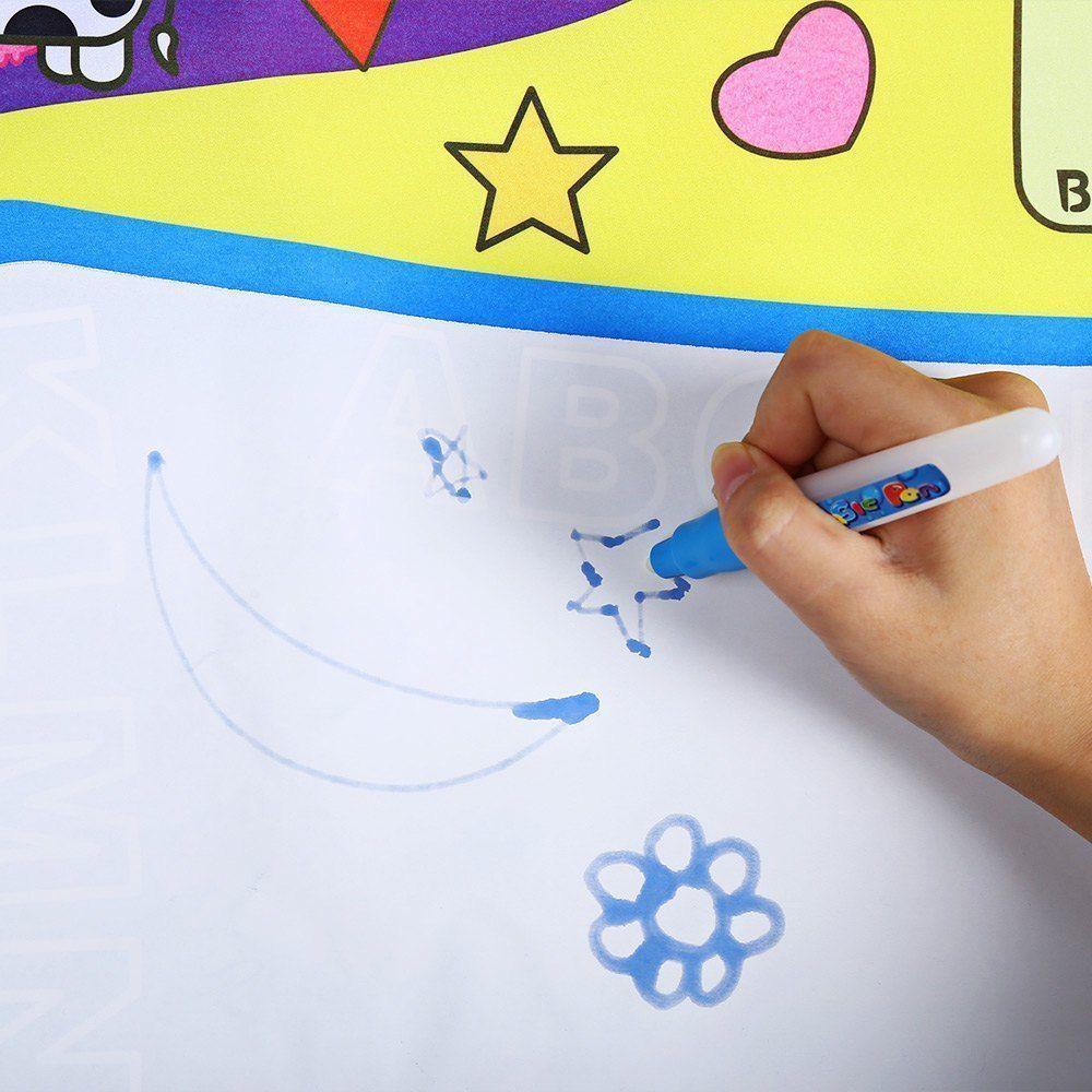 1-6 Years Children Kids Baby Drawing Educational Water Mat Drawing Painting Toddler Board/ Charpet With Magic Water Pen Gift 45.5 X 29cm (White) - BIG FRENCHIES