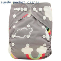 Newborn Cloth Diaper Sewed in Charcoal Bamboo Insert and Suede Pocket Diapers Waterproof Baby Nappies Design for Baby - BIG FRENCHIES