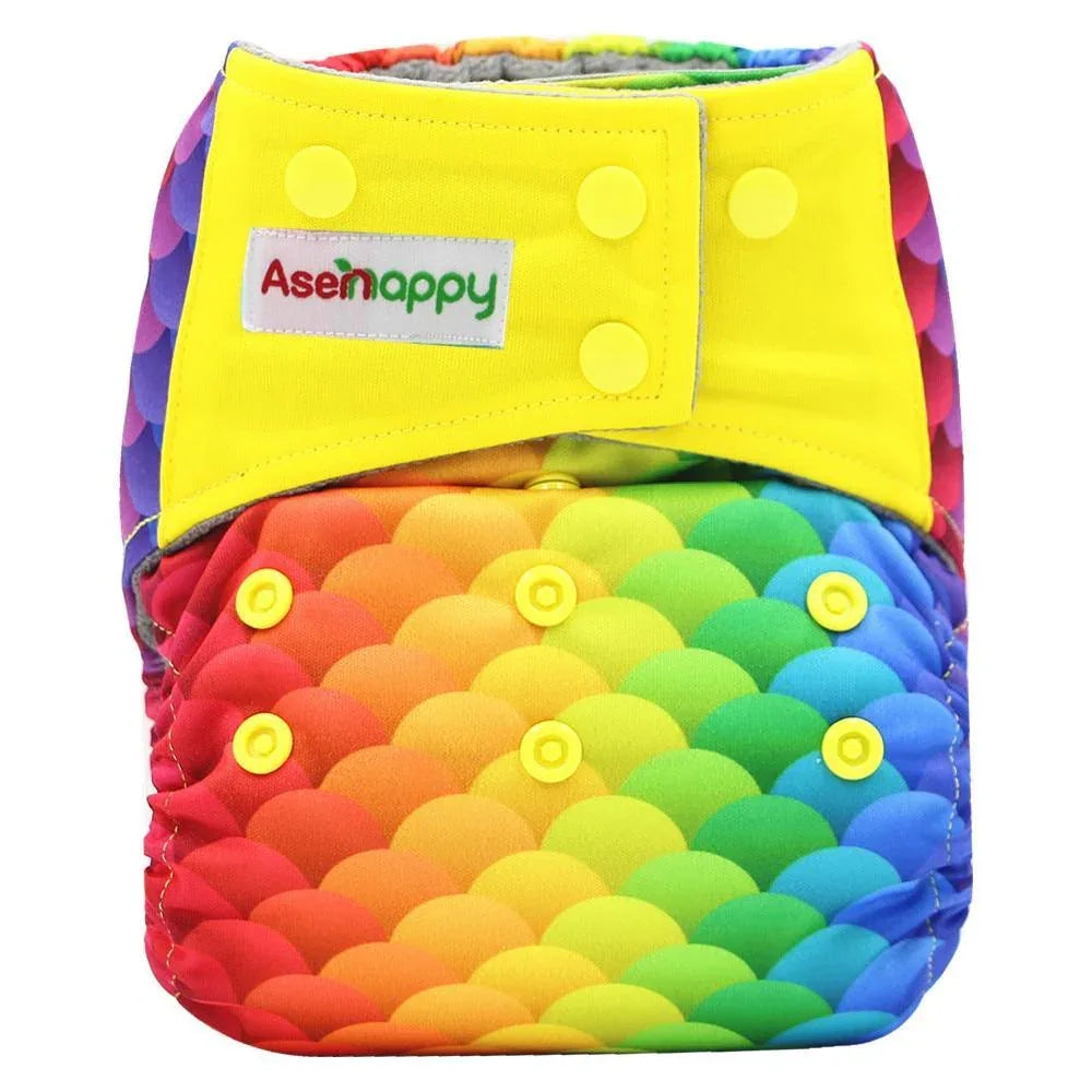 Colorful Modern Baby Cloth Diaper Bamboo Charcoal Nappy All-in-one Diapers sewn 3 Layers Micro fleece Insert Inside Reusable Diaper For Baby and Kids For Unlimited Use - BIG FRENCHIES