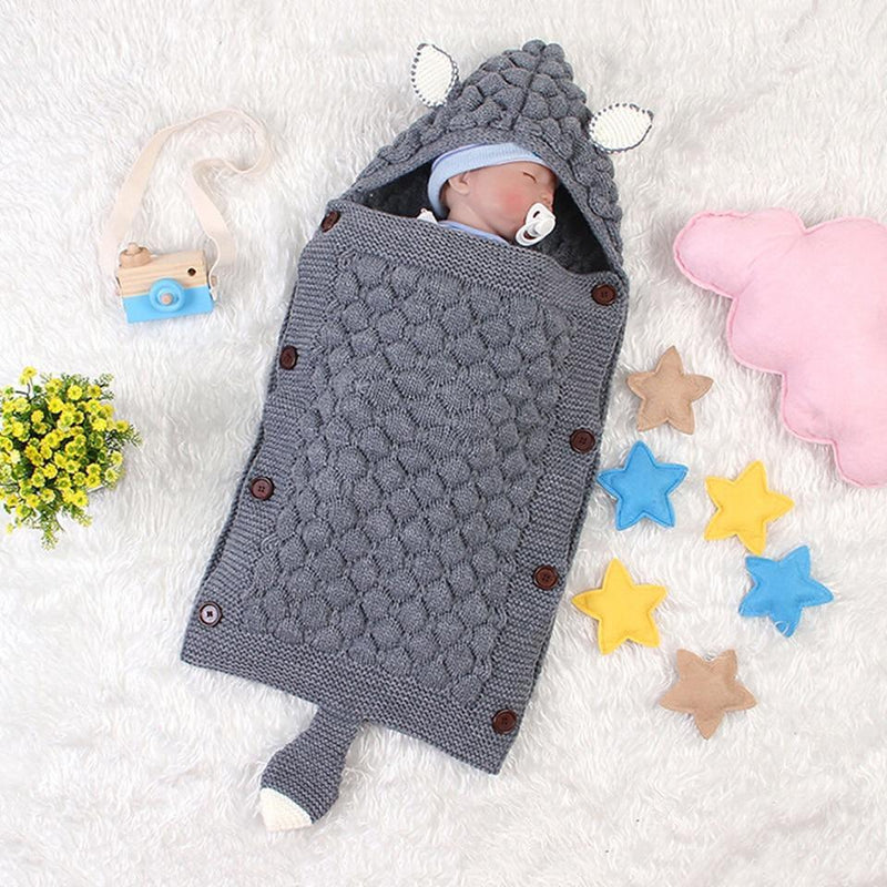 Stevvex Knitted Newborn Baby Blanket Baby Sleeping Bags Stroller Bedding Warm Swaddle Wrap - BIG FRENCHIES