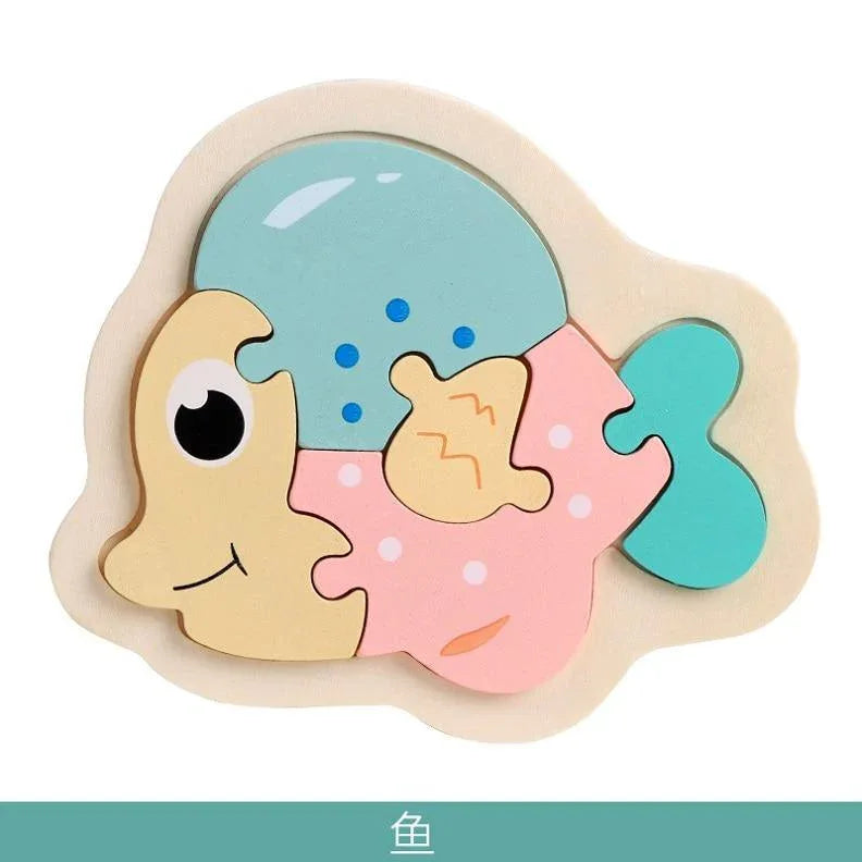 Wooden Children Colorful Animal Stevvex Puzzle for Toddler Creative Puzzle Early Educational Toys for Boys and Girls 2-4 - BIG FRENCHIES