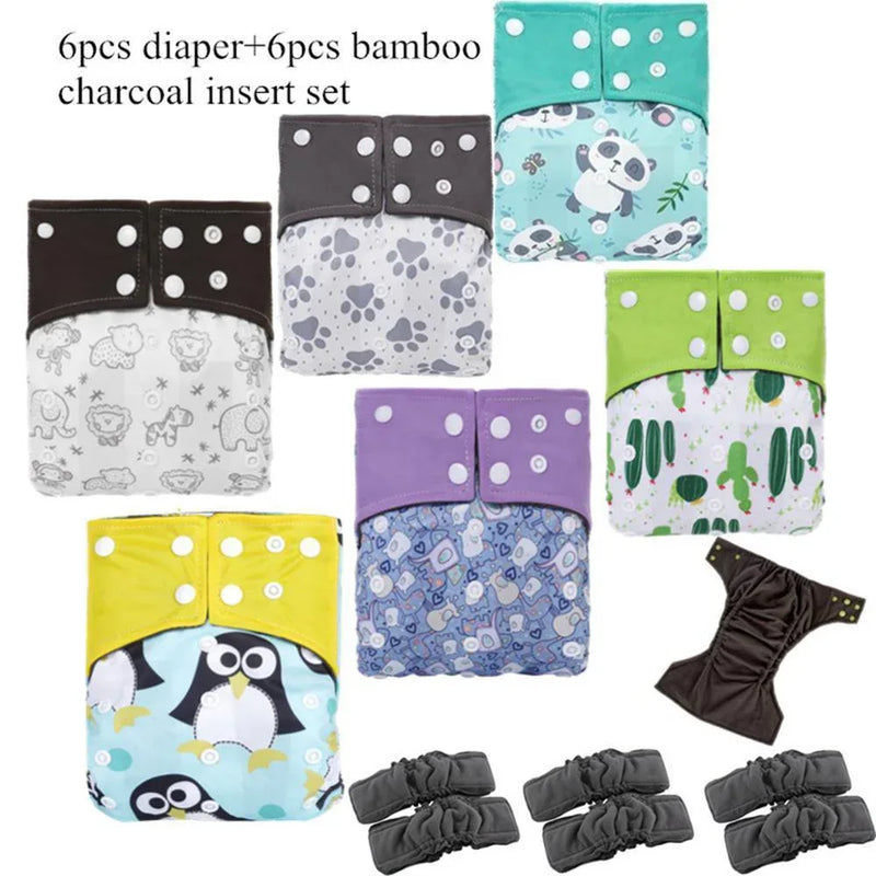 Reusable Waterproof Diaper Baby Bamboo Charcoal Diaper One Size Pocket Baby Nappies For Kids Set - BIG FRENCHIES