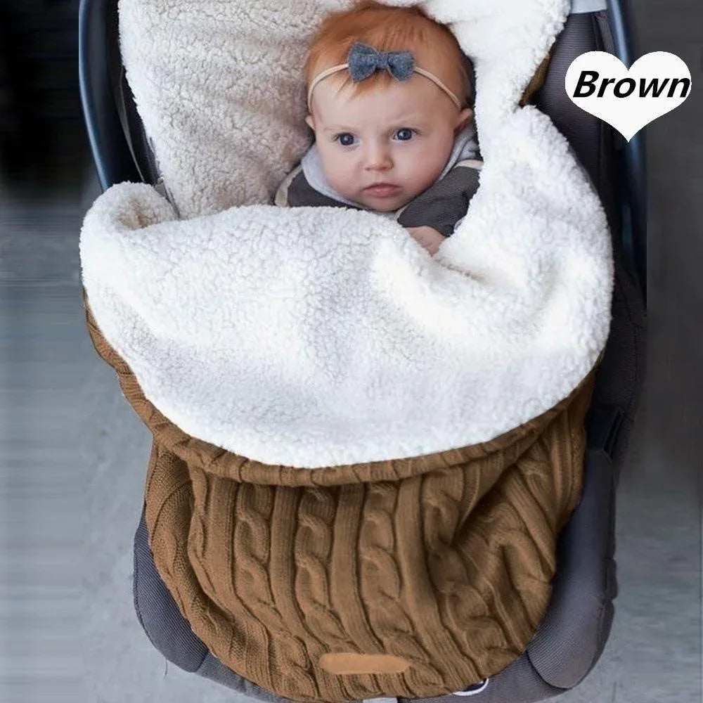 Warm Baby Blanket Knitted Newborn Swaddle Wrap Soft Sleeping Bag Footmuff Cotton Envelope For Stroller Accessories For Baby - BIG FRENCHIES
