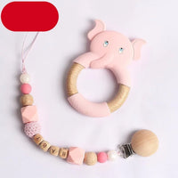 Modern Luxury Pacifier Clip Chain Beech Beads Silicone Elephant Pendant Baby Teething Nursing Clips Chain For Baby - BIG FRENCHIES