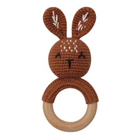 BPA Free Baby Wooden Teether Crochet Rattle Toy for Newborns