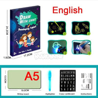 A3 A4 A5 Kids Luminous Drawing Board with Light-Fun Magic Sketchpad Draw Tablet Fluorescent Pen Russian English Light Up Toys - BIG FRENCHIES