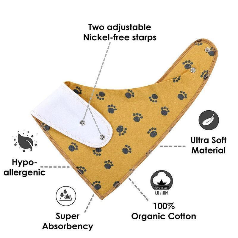 8PCS/SET Pack Baby Bandana Organic Absorbent Soft Cotton Drool Bibsfor Teething And Feeding Bib For Baby and Kids Feeding - BIG FRENCHIES