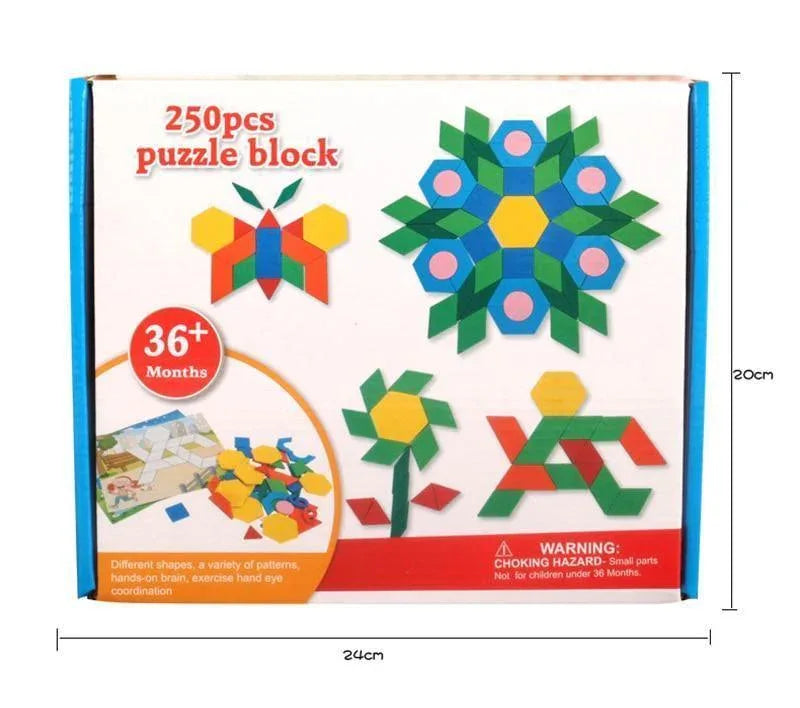 250pcs Wooden Geometric Clever Board Puzzle 3D Board Toy Baby Early Educational Learning Toys for Children Game (Multicolor) - BIG FRENCHIES