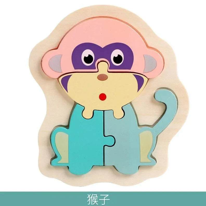 Wooden Children Colorful Animal Stevvex Puzzle for Toddler Creative Puzzle Early Educational Toys for Boys and Girls 2-4 - BIG FRENCHIES