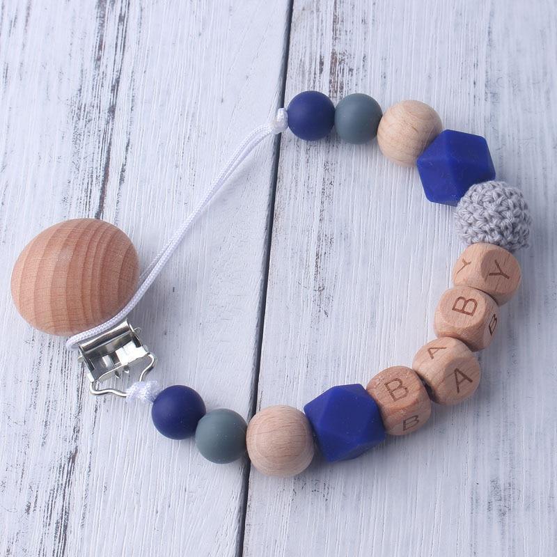 Baby Boy Wood Chew Pacifier Clips Dummy Chain Holder Cute Soother Chains Baby Girl Teething Toy - BIG FRENCHIES