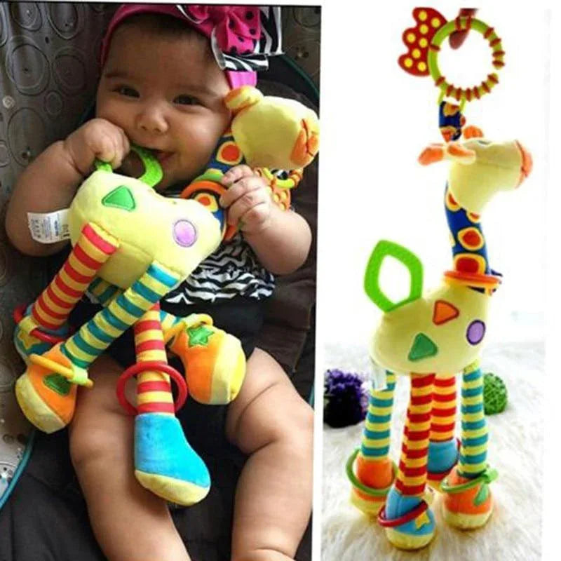 Modern Baby Development Giraffe Animal Hand Bells Rattles Handle Toys Stroller Hanging Teether Baby Toys For Kids - BIG FRENCHIES