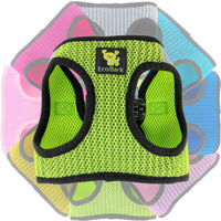 EcoBark Neon Green Step In Dog Harness - Rapid Fastener Reflective Soft Mesh Vest Halter for XXXS to Small Dogs and Puppies - BIG FRENCHIES