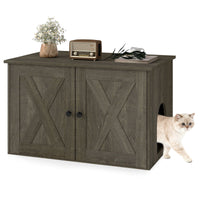 Hidden Cat Litter Box Enclosure Furniture with Divider-Oak