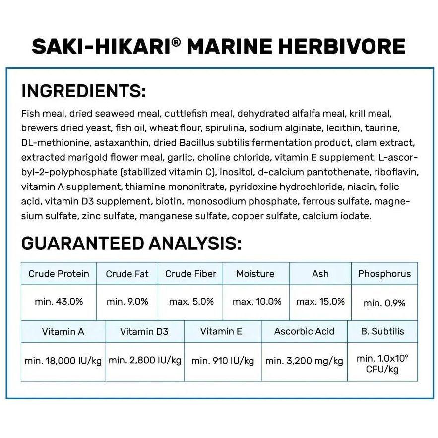 Hikari Saki-Hikari Marine Herbivore MD Sinking Fish Food 3.17 oz.