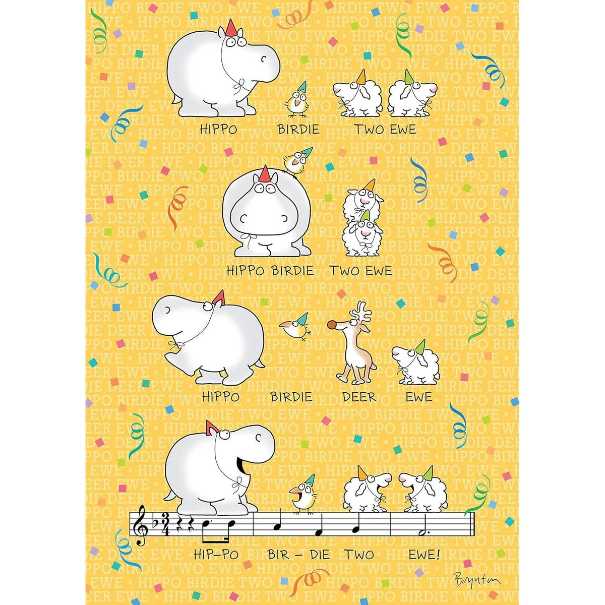 Hippo Birdie Two Ewe 300 Piece Happy Birthday Jigsaw Puzzle Workman - BIG FRENCHIES