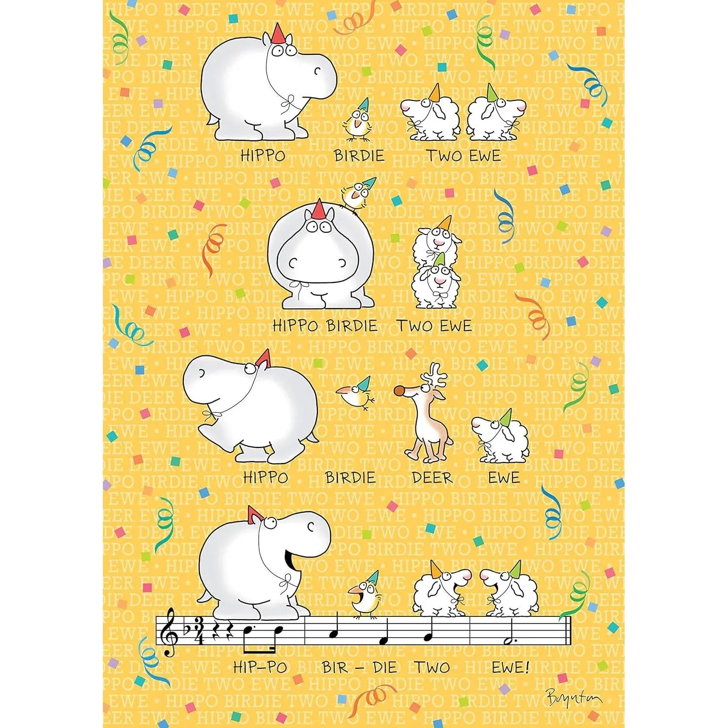 Hippo Birdie Two Ewe 300 Piece Happy Birthday Jigsaw Puzzle Workman - BIG FRENCHIES
