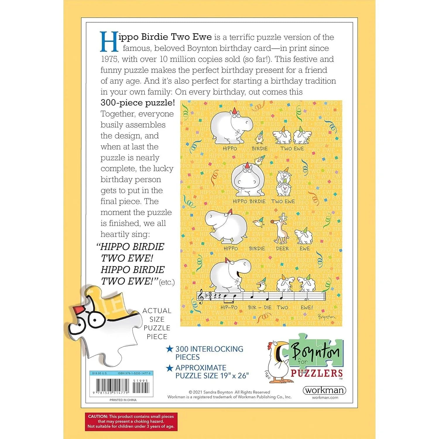 Hippo Birdie Two Ewe 300 Piece Happy Birthday Jigsaw Puzzle Workman - BIG FRENCHIES