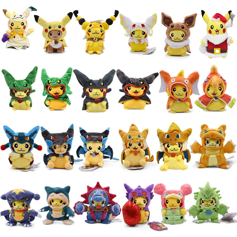 24 Pcs Pokemon Pikachu Cosplay Toys Charizard Snorlax Garchomp Tyranitar Hydreigon Anime Stuffed Plush Cartoon Peluche Dolls - # BOT&G512610001