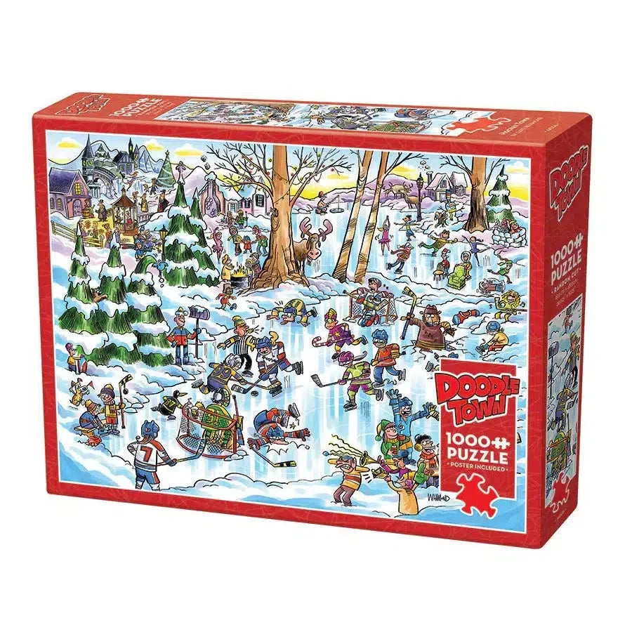 Hockey Town Doodle 1000 Piece Jigsaw Puzzle Cobble Hill - BIG FRENCHIES