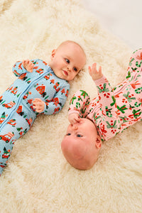 Soft & Stretchy Zipper Footie - Candy Canes