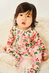 Soft & Stretchy Zipper Footie - Candy Canes