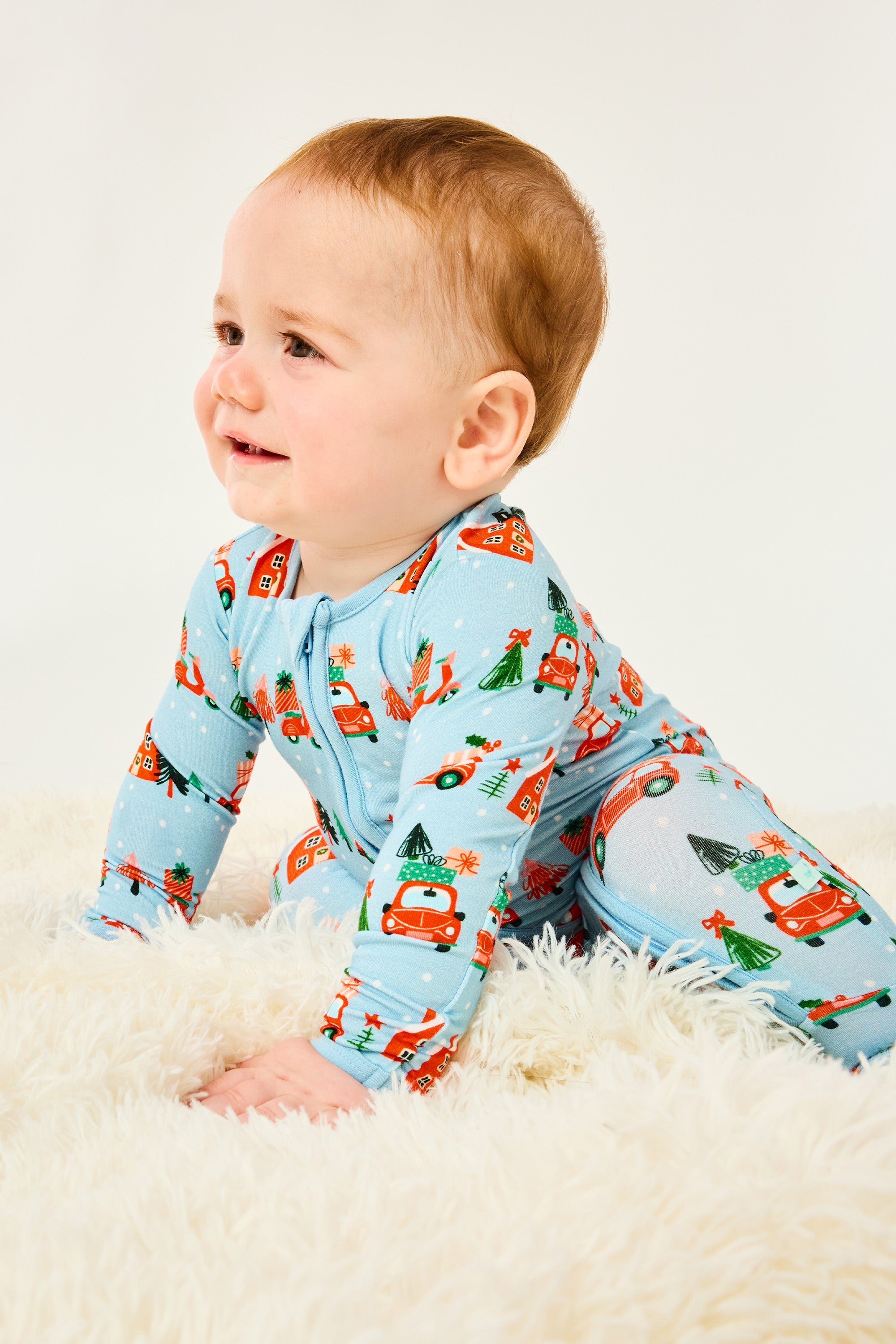Soft & Stretchy Zipper Footie - Christmas Town