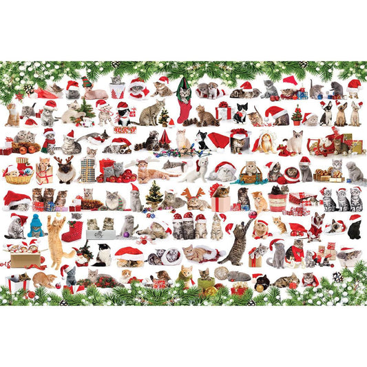 Holiday Cats 1000 Piece Jigsaw Puzzle in Tin Eurographics