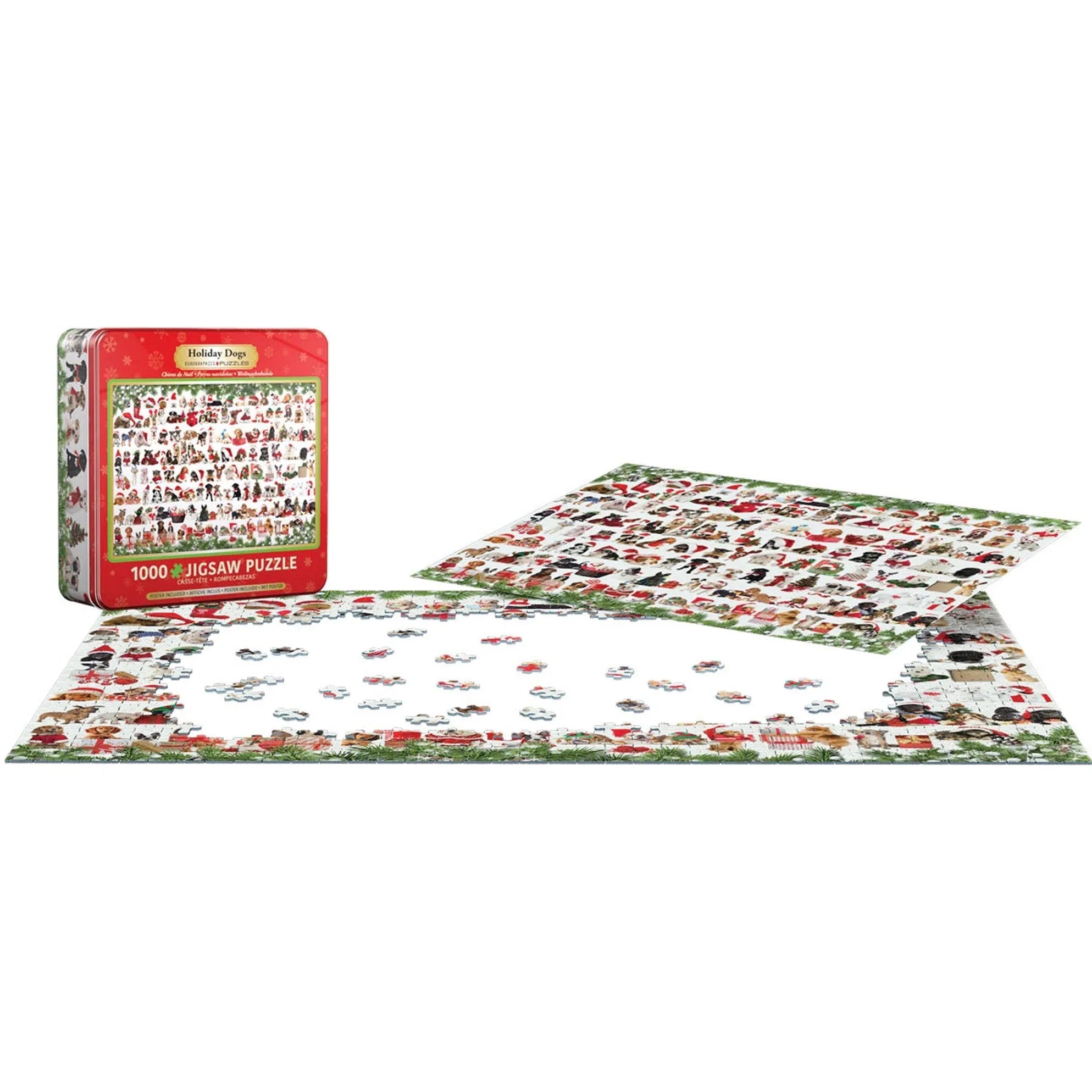 Holiday Dogs 1000 Piece Jigsaw Puzzle in Tin Eurographics - BIG FRENCHIES