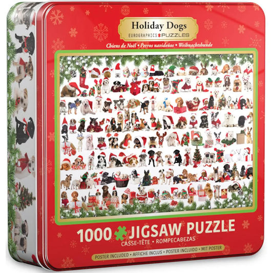 Holiday Dogs 1000 Piece Jigsaw Puzzle in Tin Eurographics - BIG FRENCHIES