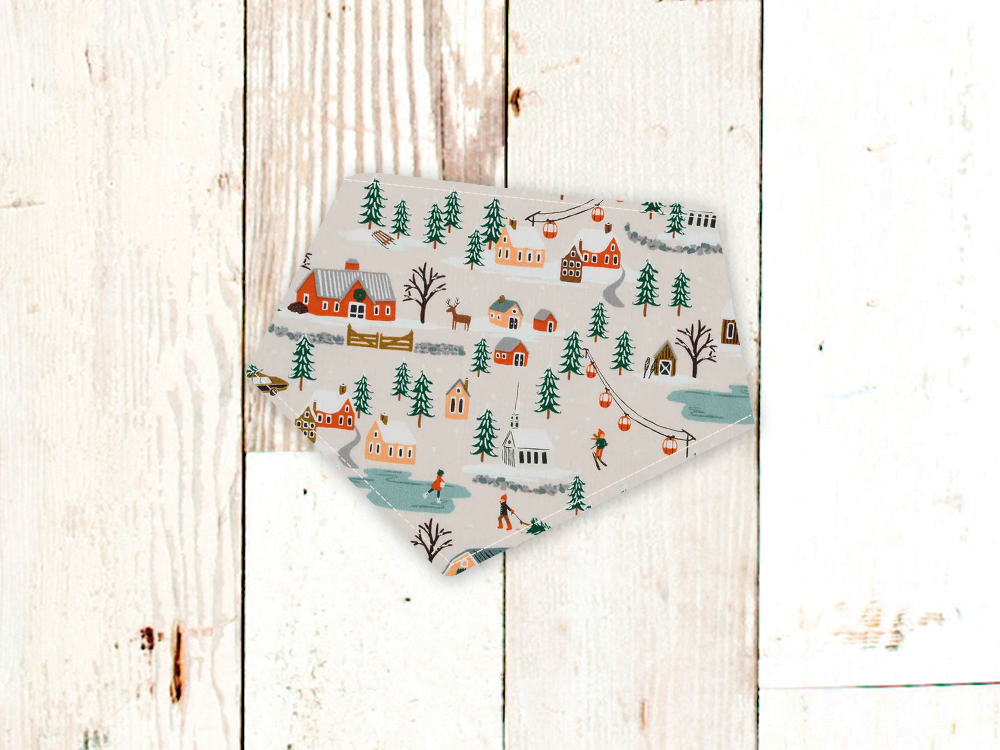 "Holiday Village Cream" Dog Bandana