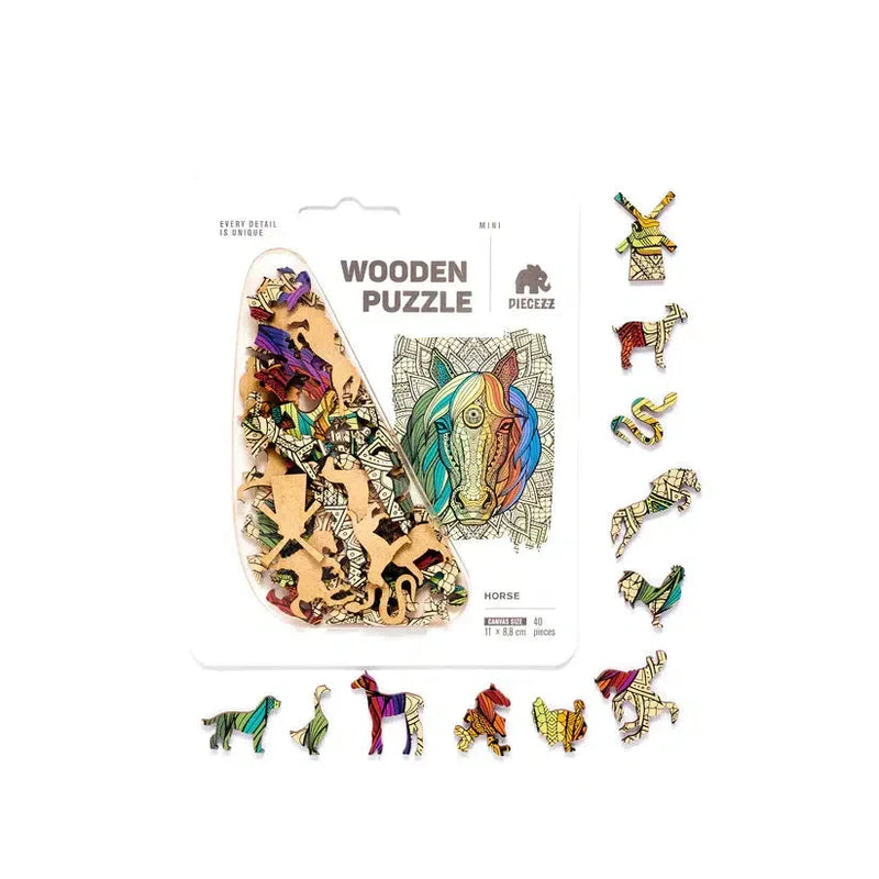 Horse 40 Piece Mini Wooden Jigsaw Puzzle Geek Toys - BIG FRENCHIES