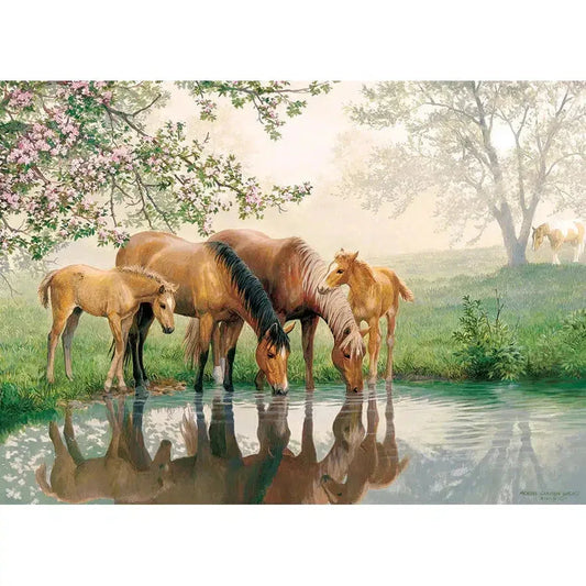 Horse Family 350 Piece Family Jigsaw Puzzle Cobble Hill - BIG FRENCHIES