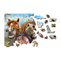 Horsing Around 300 Piece Wood Jigsaw Puzzle Wooden City