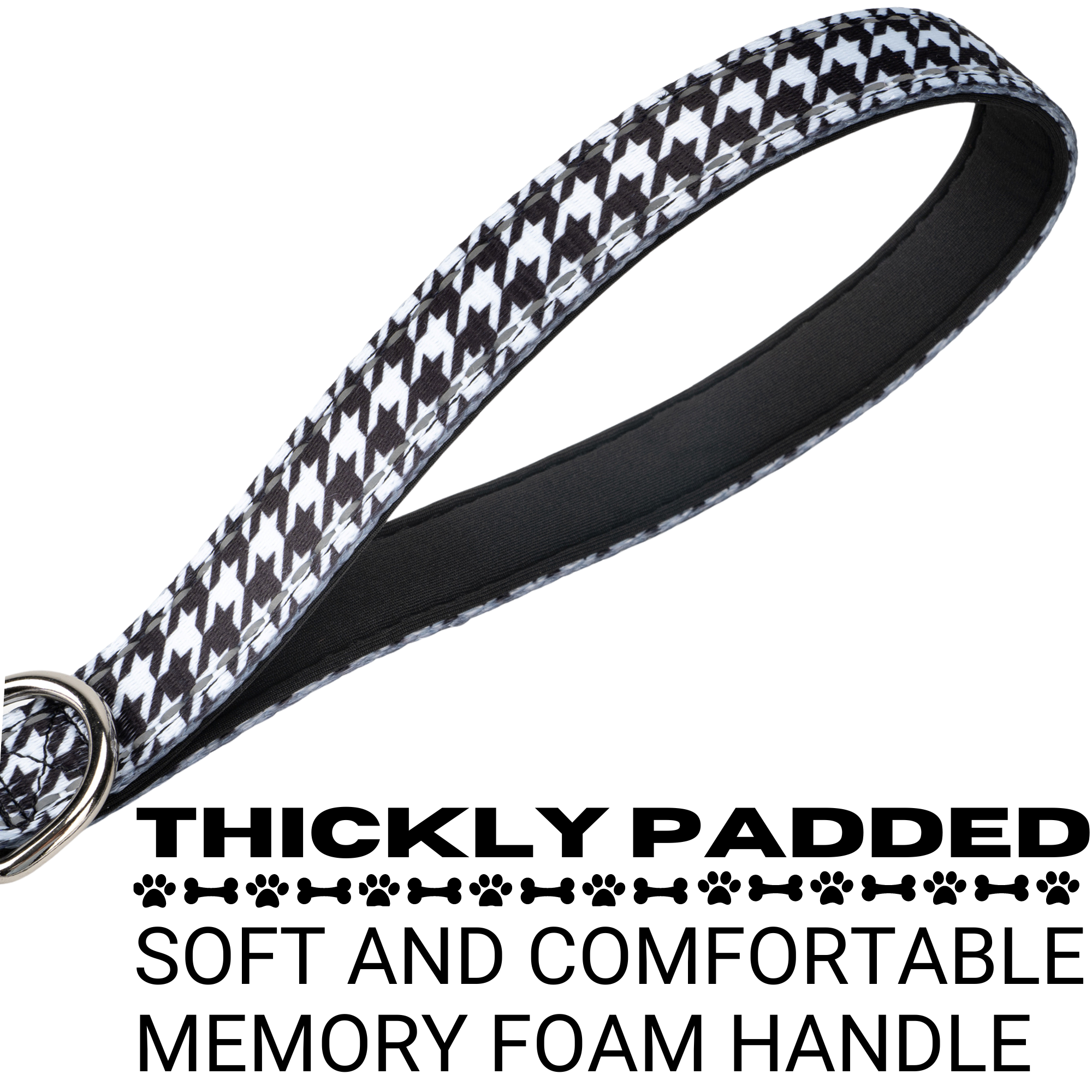 EcoBark Houndstooth Dog Leash- Padded Comfort Grip Leash - 4ft, 5ft, and 6ft Leash for Small and Medium Dogs - BIG FRENCHIES