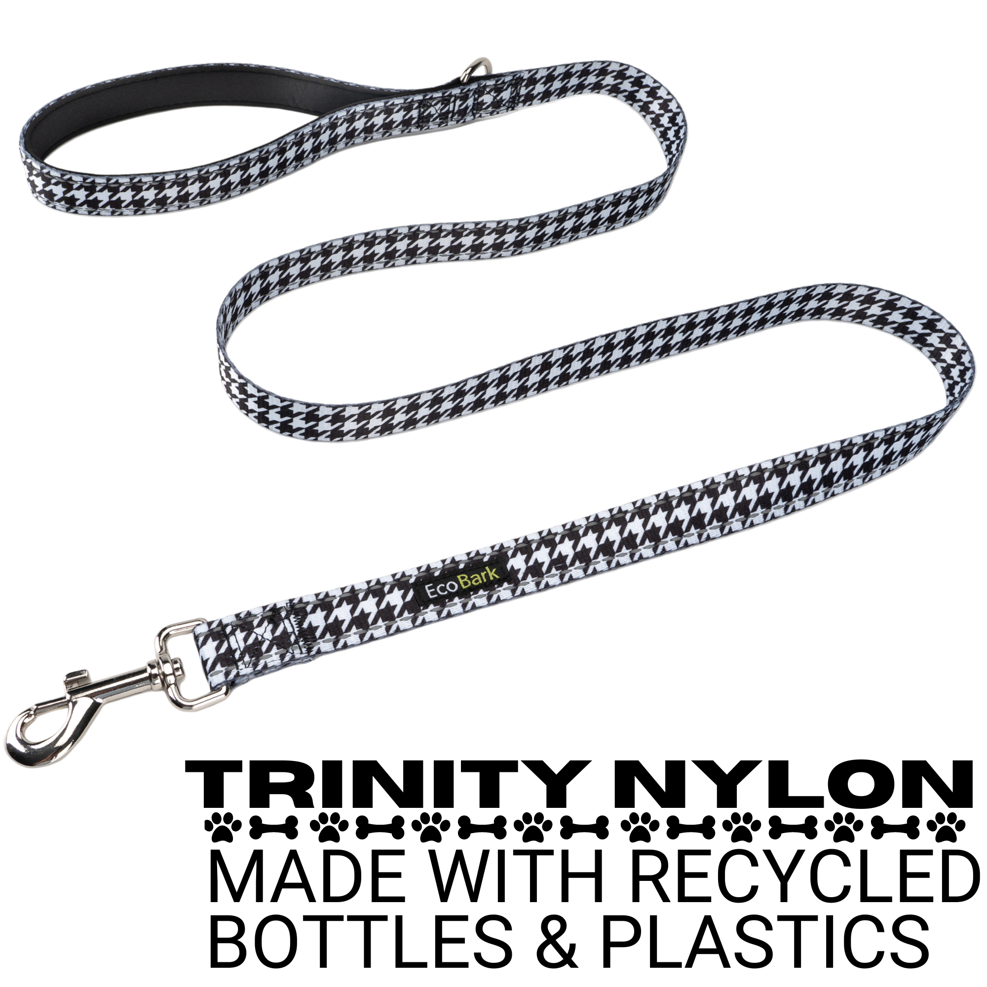 EcoBark Houndstooth Dog Leash- Padded Comfort Grip Leash - 4ft, 5ft, and 6ft Leash for Small and Medium Dogs - BIG FRENCHIES