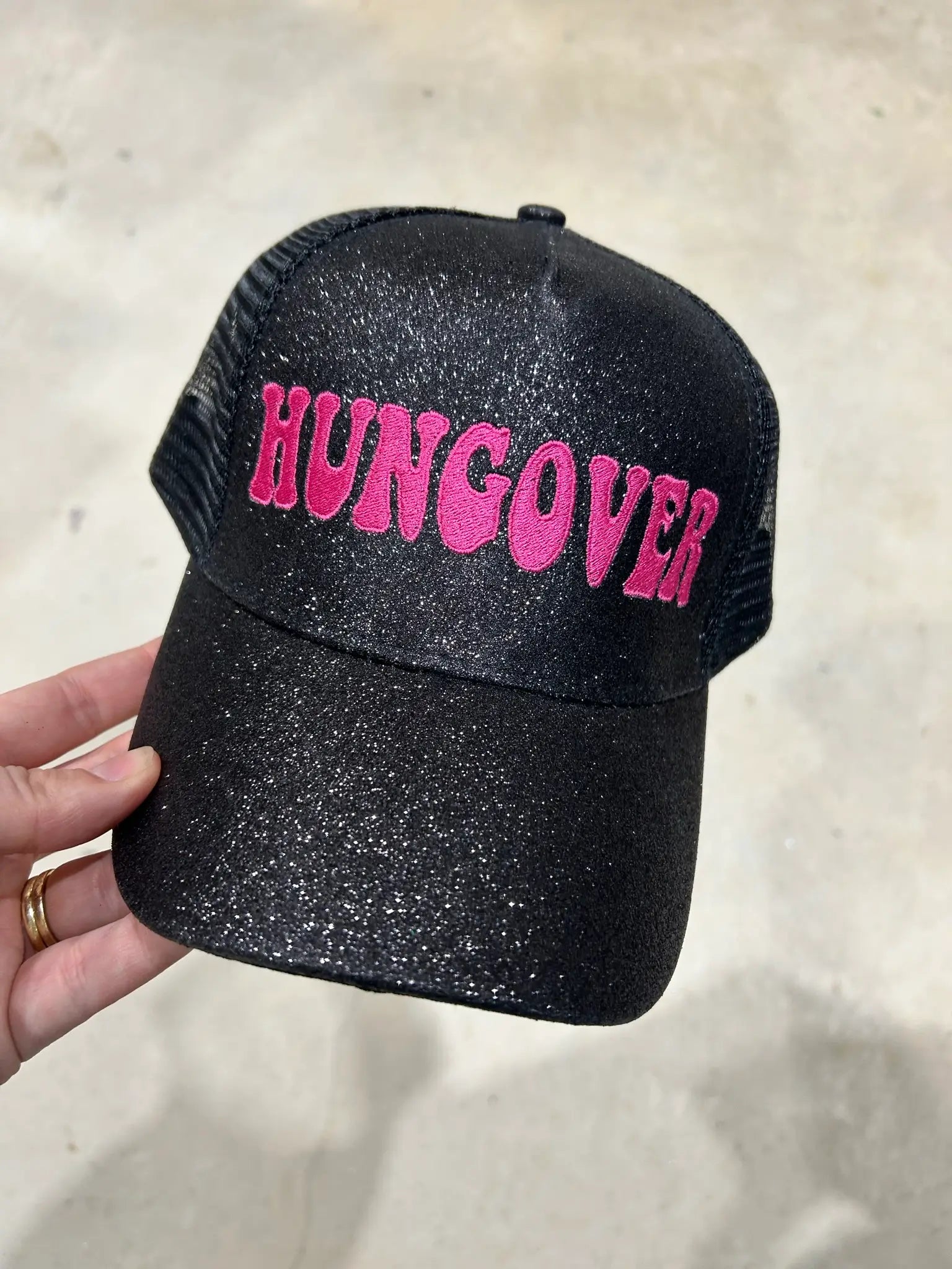 Hungover Black Glitter Cap - BIG FRENCHIES