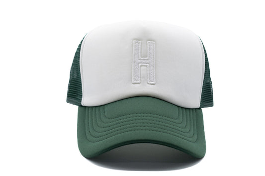 Dark Green & White Letter Trucker Hat - BIG FRENCHIES